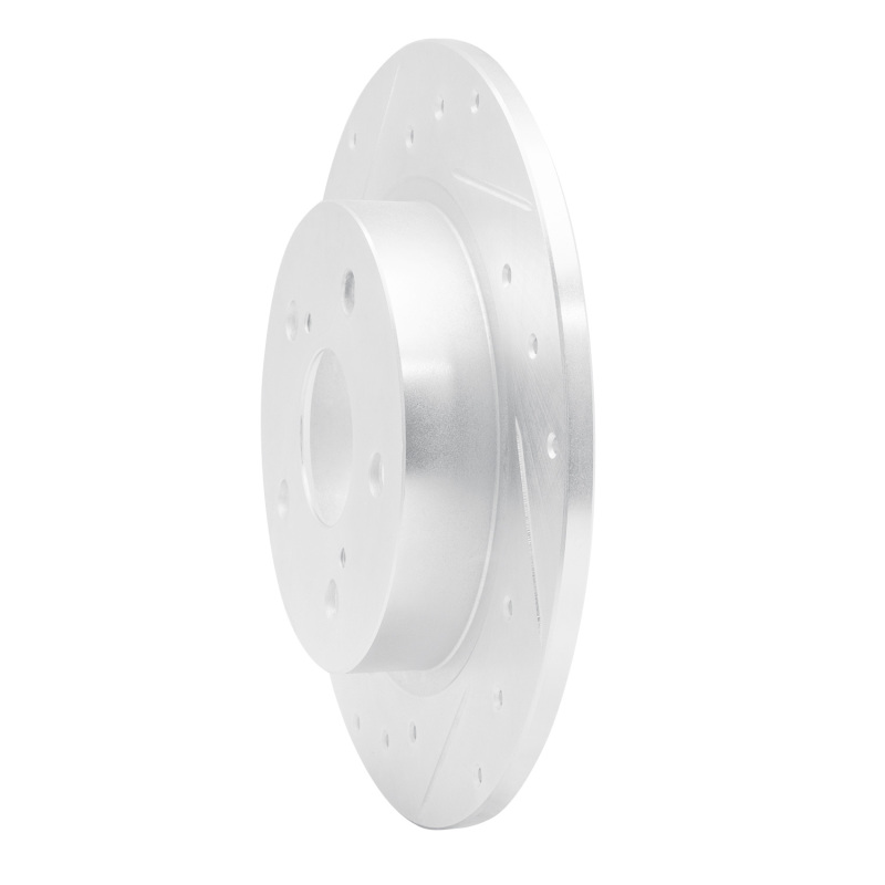 Scion tC Brake Rotor (1) - Rear Left - R1 Concepts - Drilled & Slotted - Silver - `11-`16